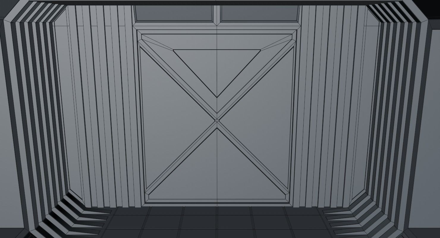 Corridor empty hallway in futuristic building 3D model_14