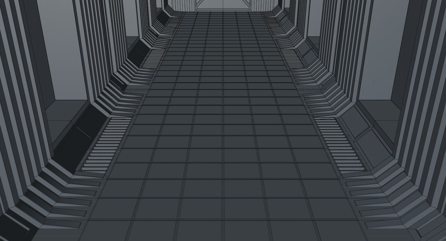 Corridor empty hallway in futuristic building 3D model_10