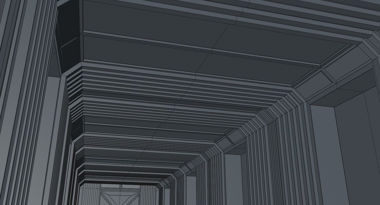 Corridor empty hallway in futuristic building 3D model_13