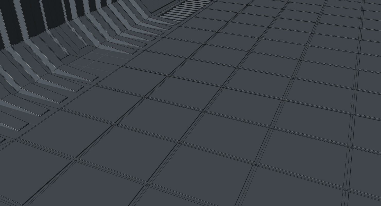 Corridor empty hallway in futuristic building 3D model_12