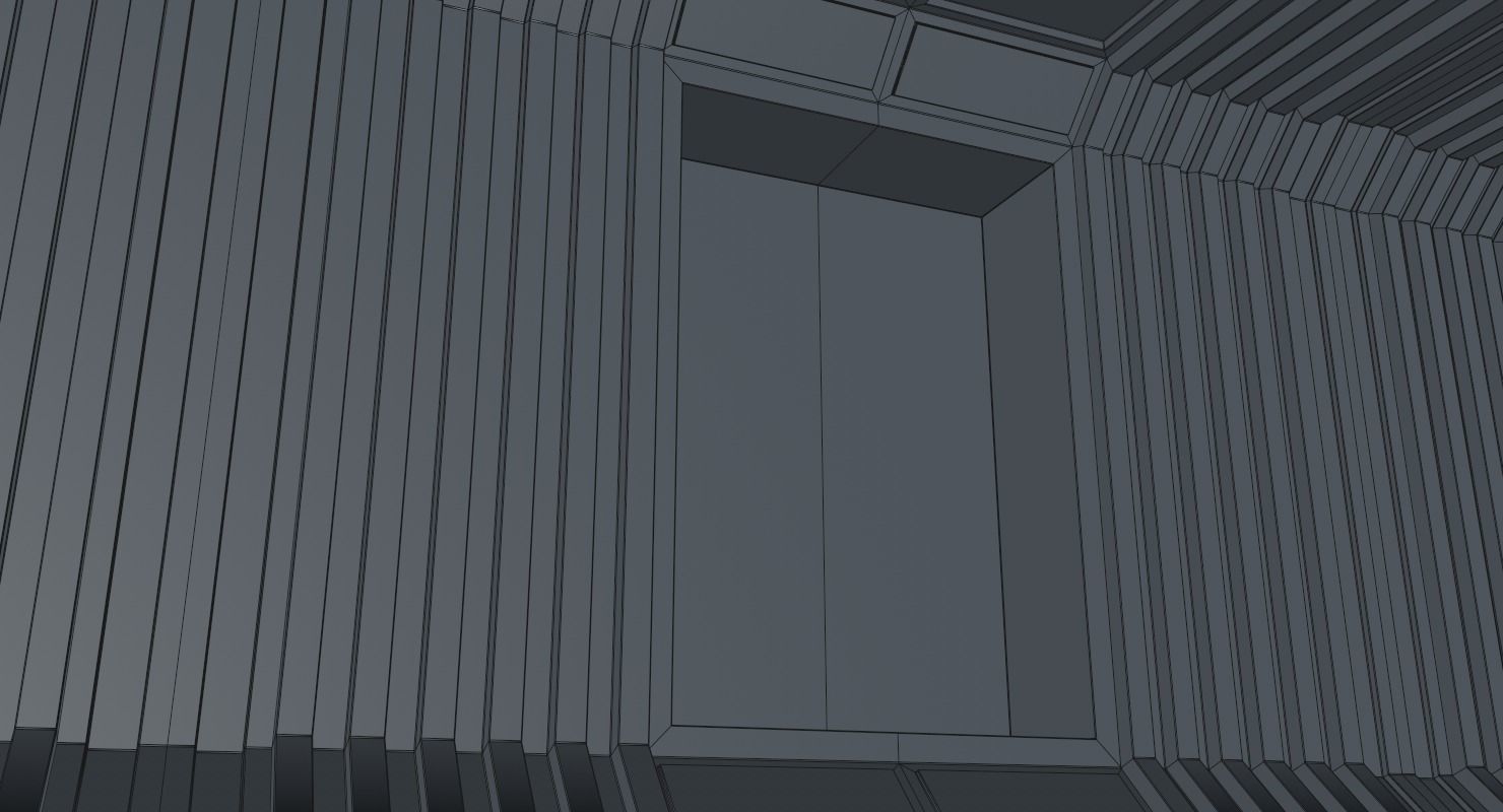 Corridor empty hallway in futuristic building 3D model_20