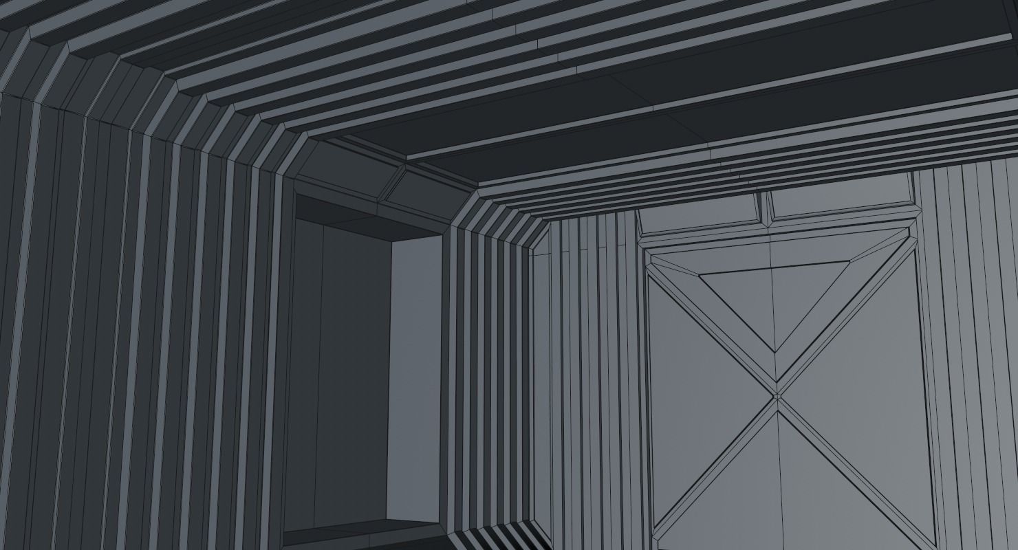 Corridor empty hallway in futuristic building 3D model_11