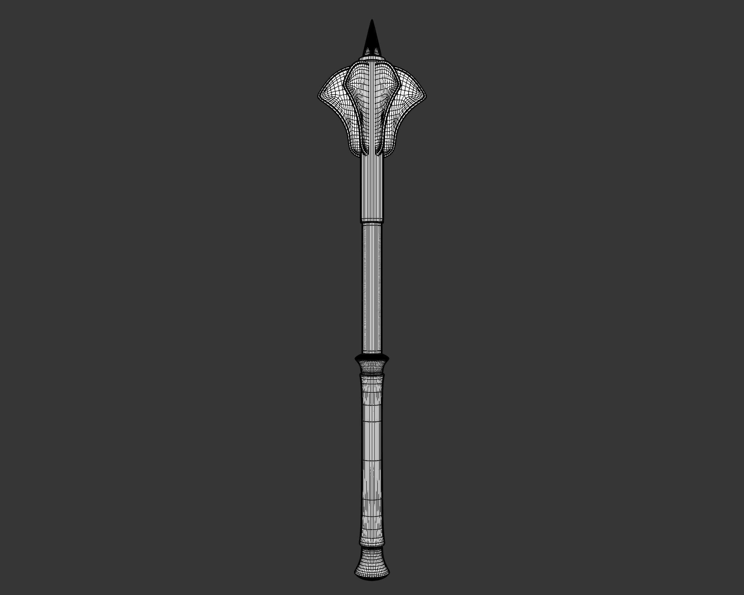 Medieval Elegant Weapon Mace Low-poly 3D model_5