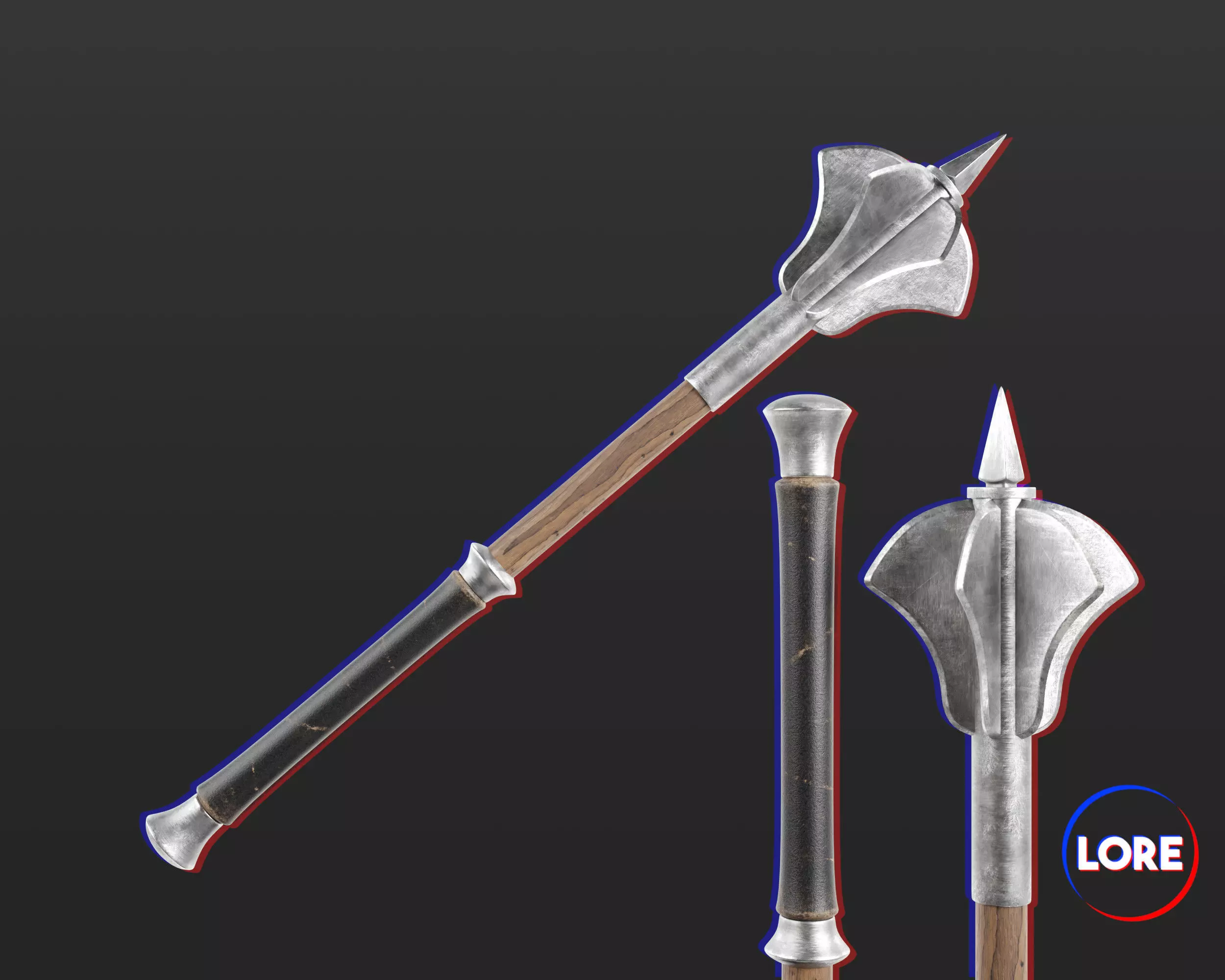 Medieval Elegant Weapon Mace Low-poly 3D model_0