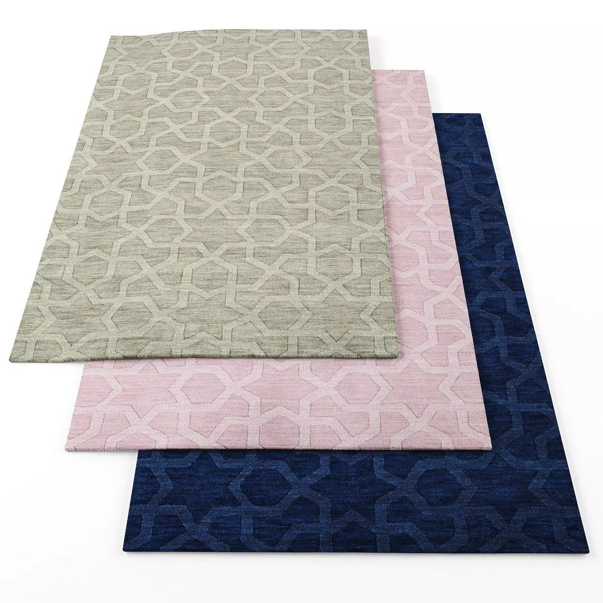 Rugs-487 three rugs with geometric patterns Low-poly 3D model_0