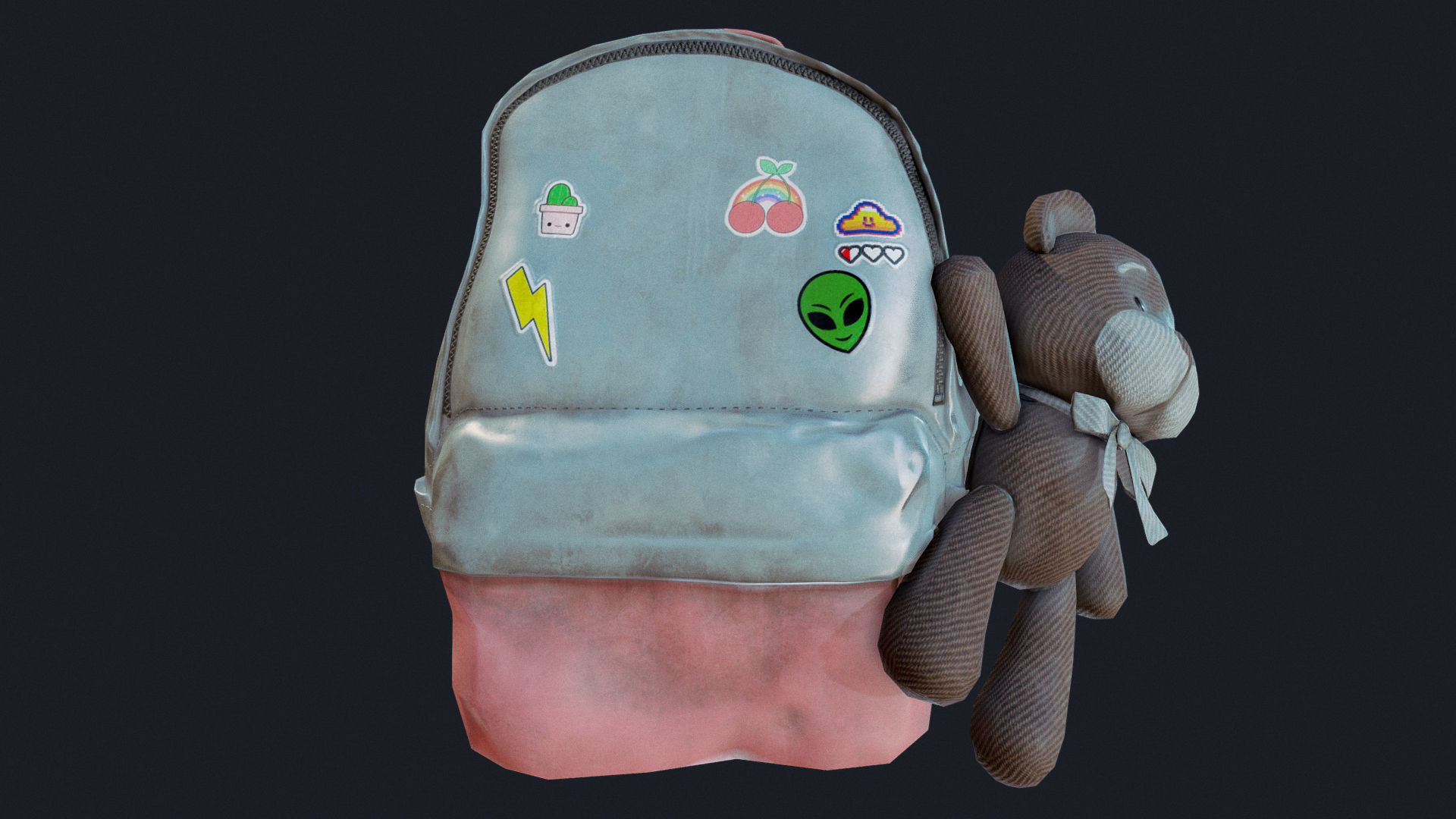 Baggy Bear Bag Low-poly 3D model_4
