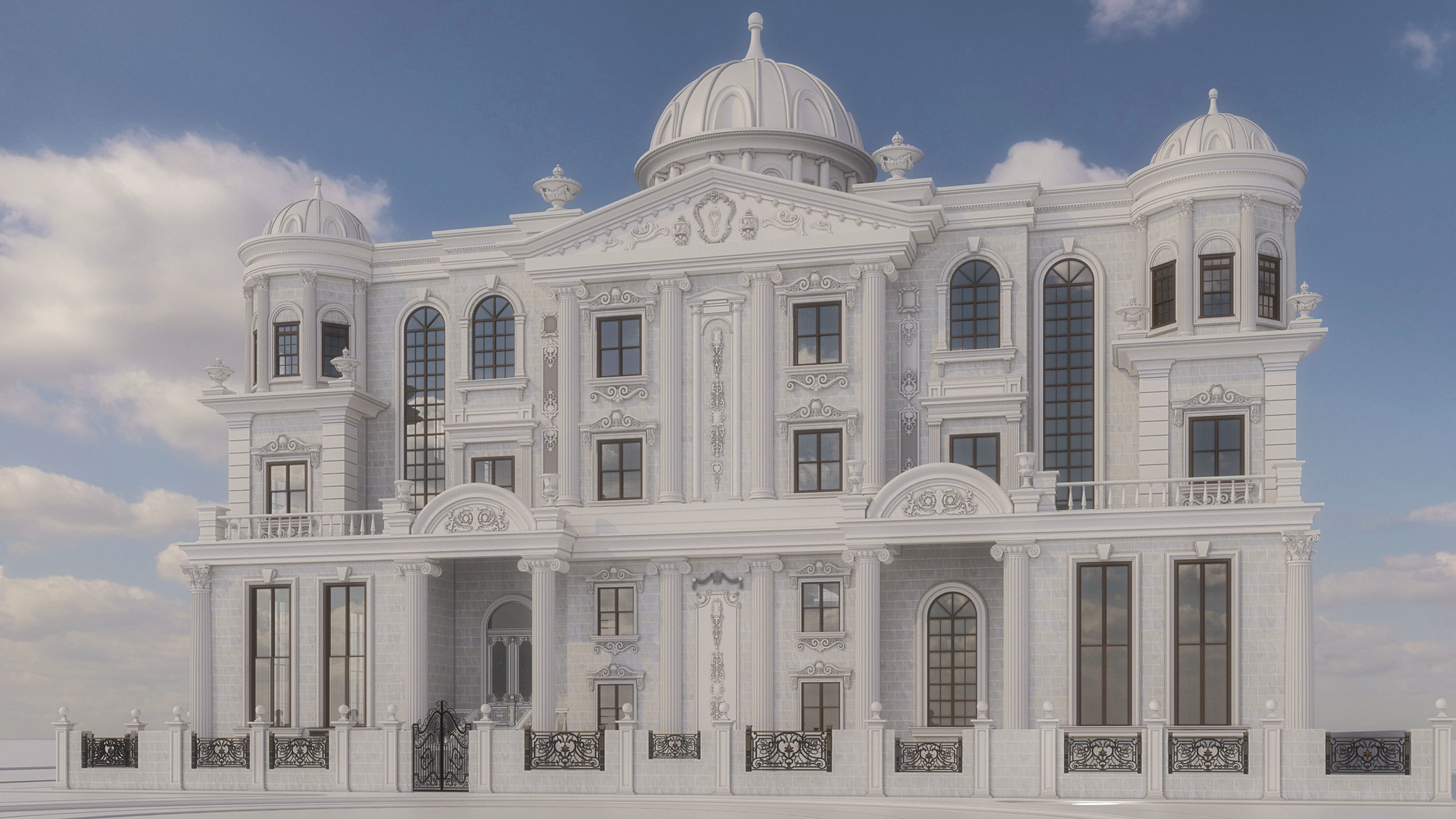 palace exterior design 3D model_7
