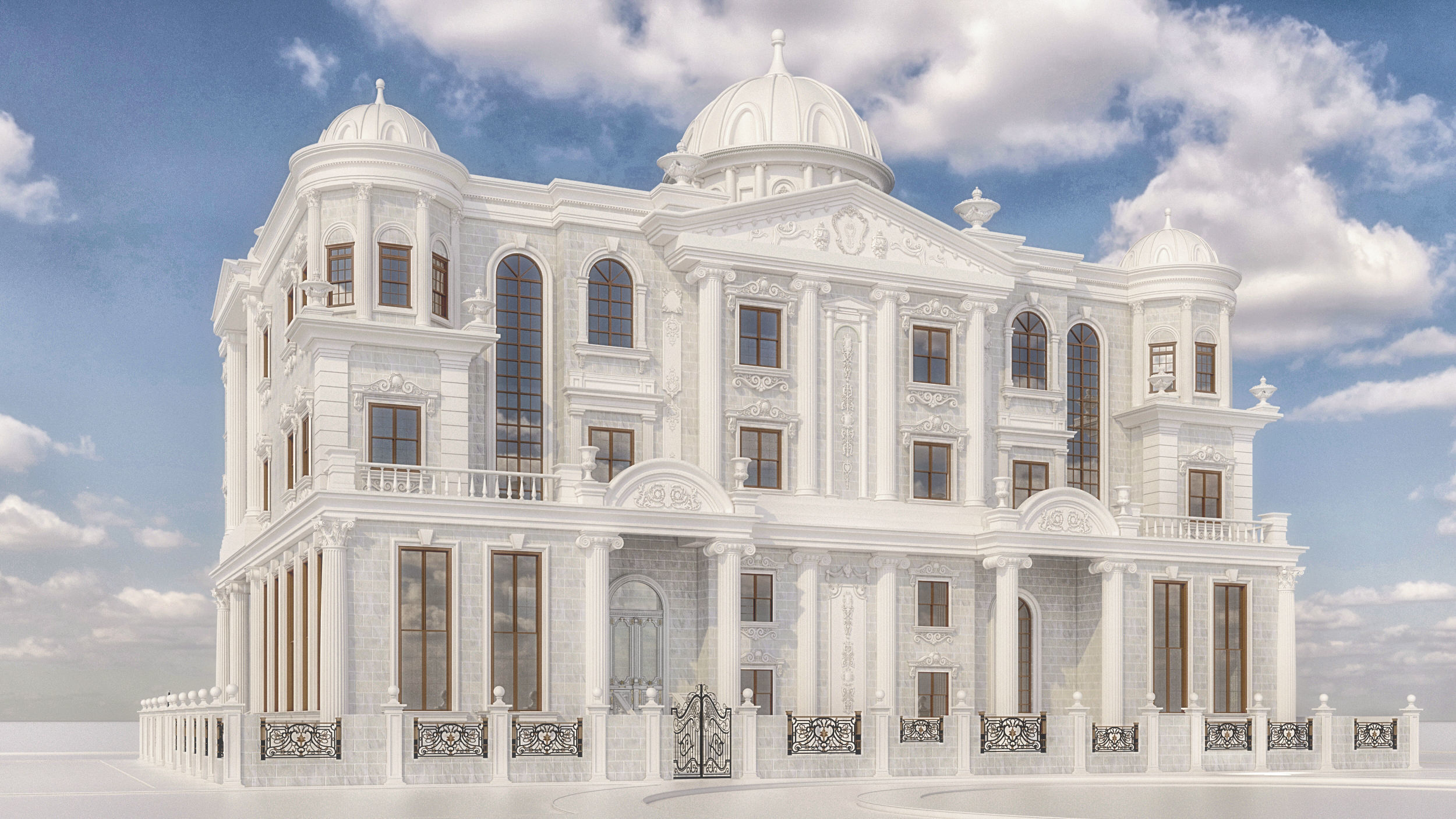 palace exterior design 3D model_2