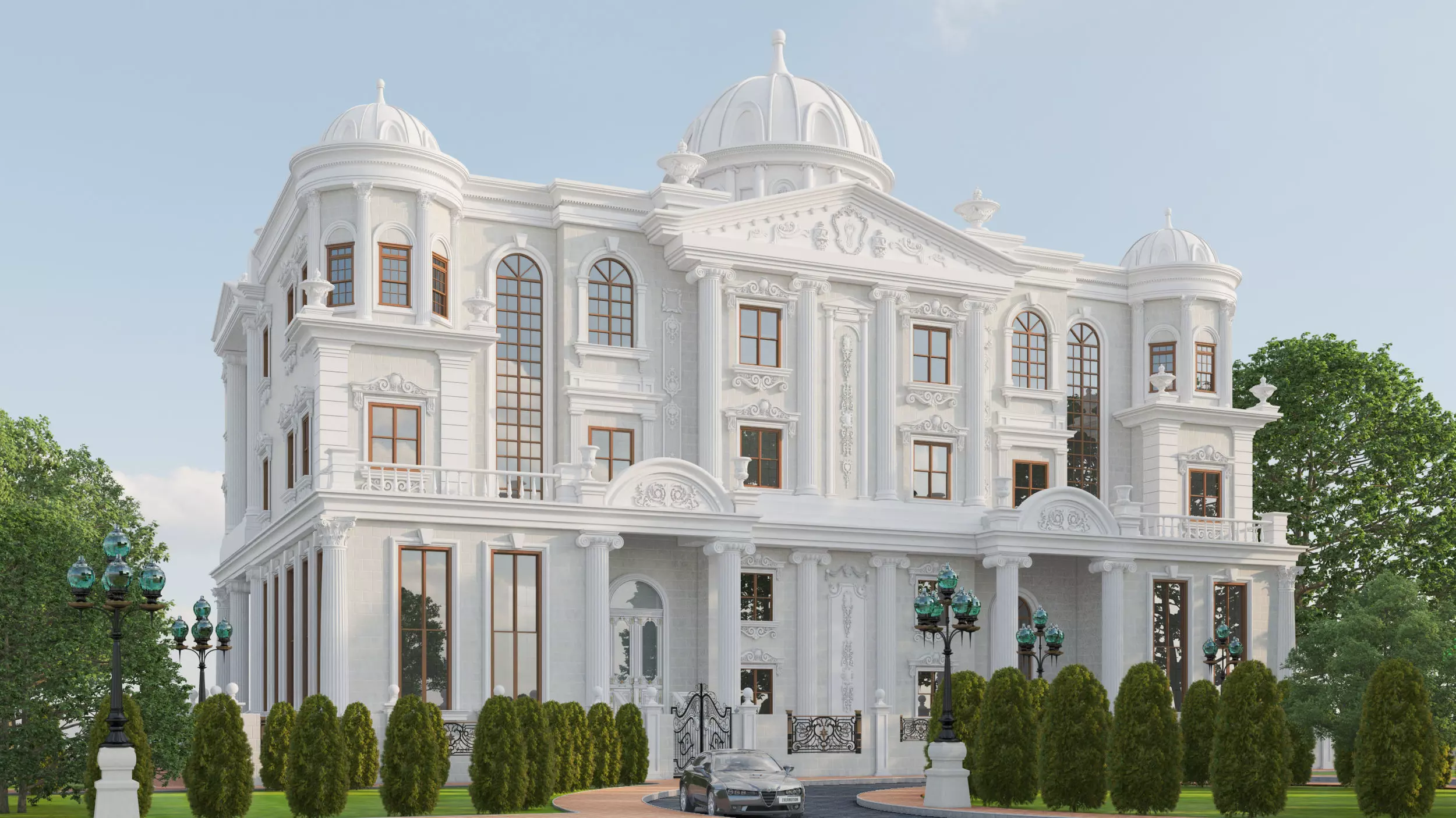 palace exterior design 3D model_0