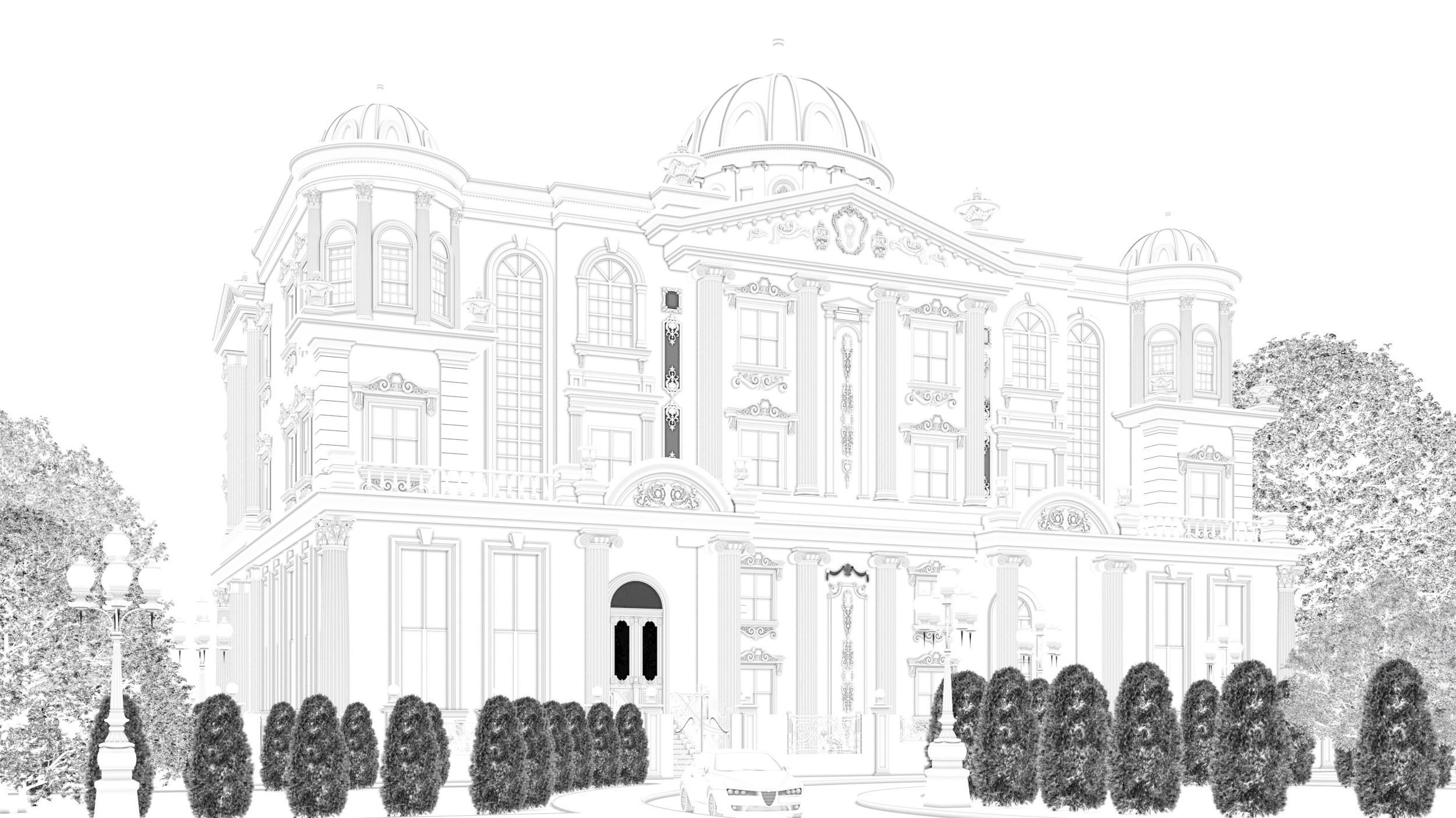 palace exterior design 3D model_1