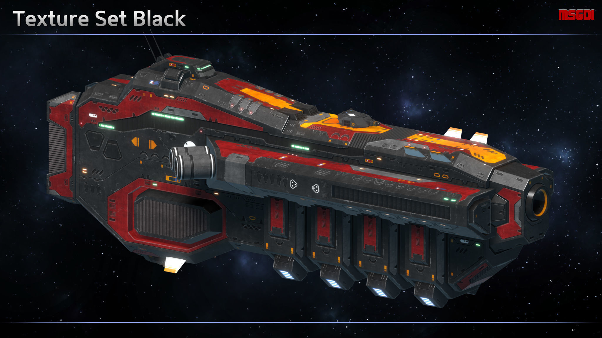 Spaceship Frigate Oberon Low-poly 3D model_5