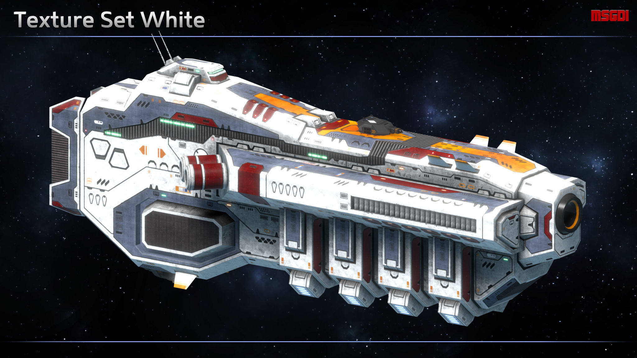 Spaceship Frigate Oberon Low-poly 3D model_9