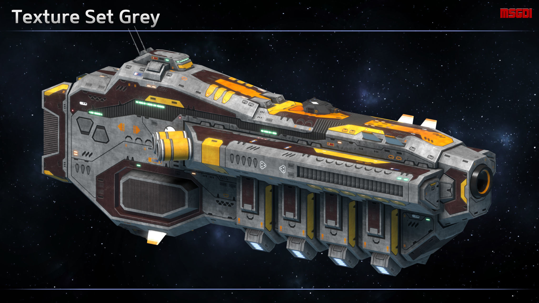 Spaceship Frigate Oberon Low-poly 3D model_7