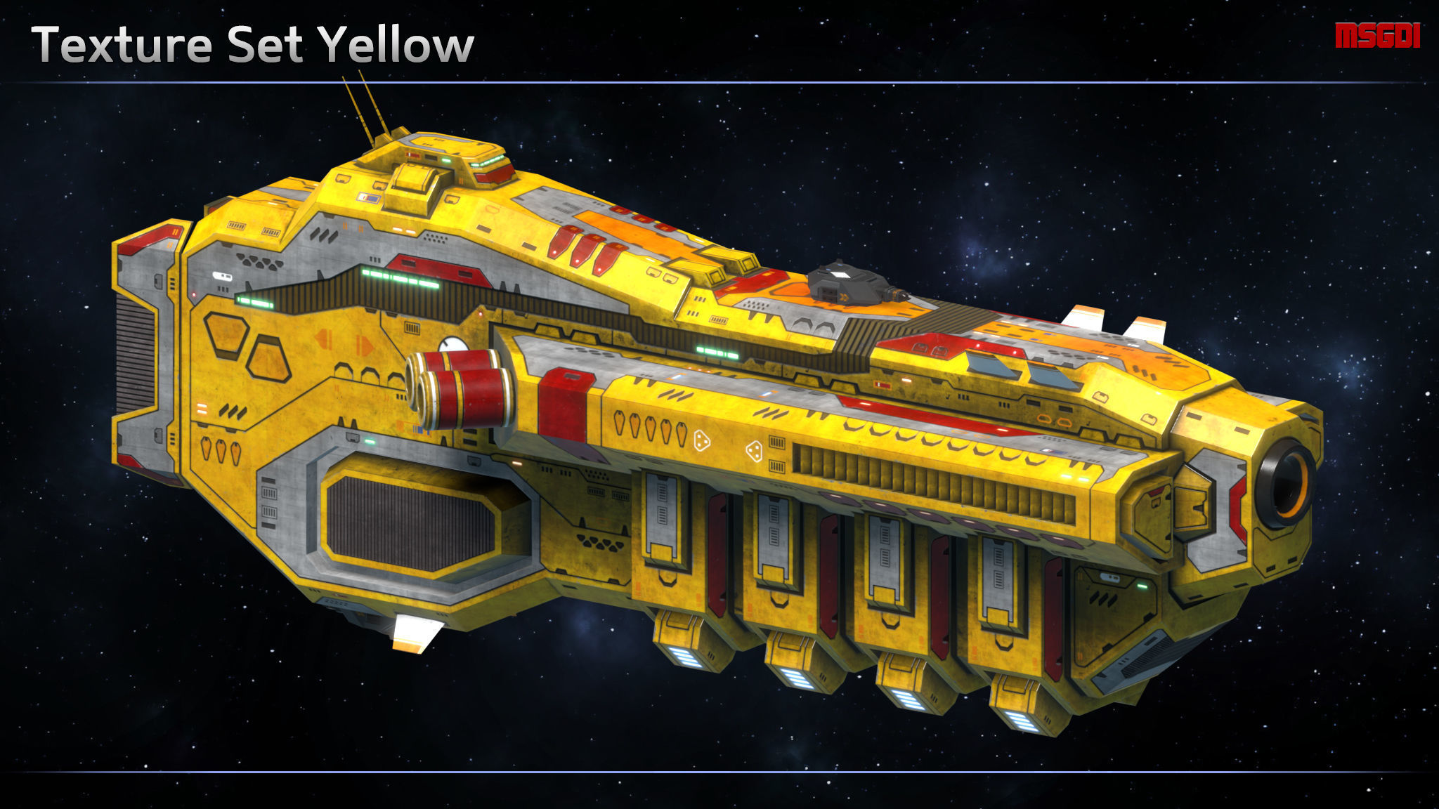 Spaceship Frigate Oberon Low-poly 3D model_10