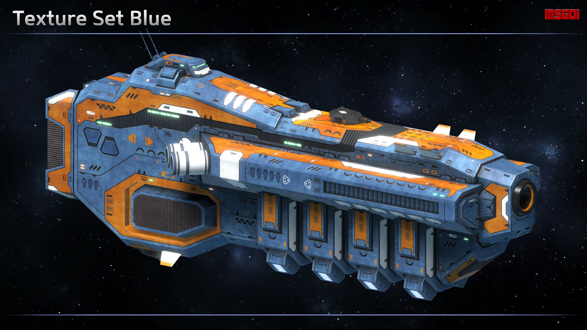 Spaceship Frigate Oberon Low-poly 3D model_6