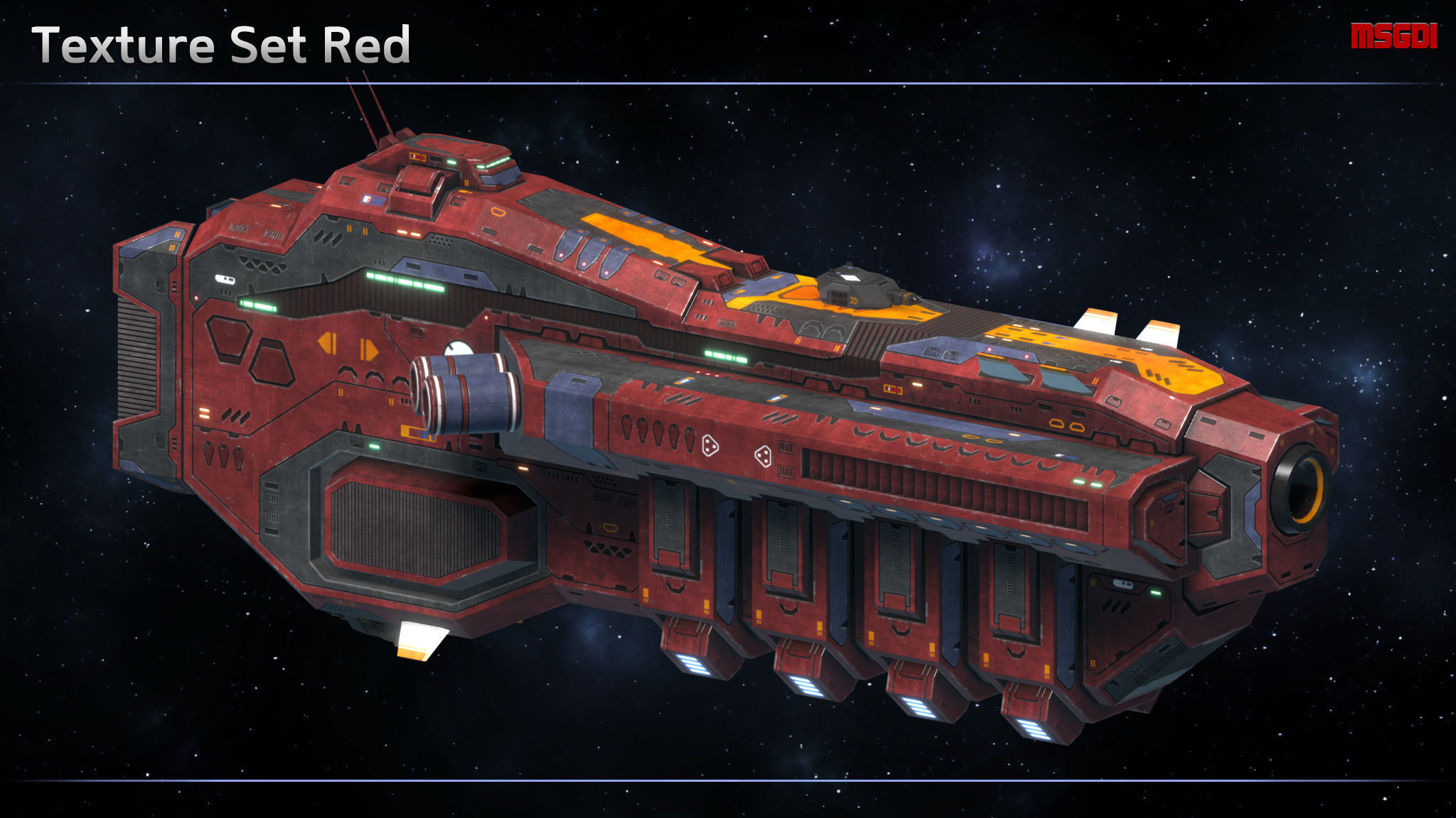 Spaceship Frigate Oberon Low-poly 3D model_8