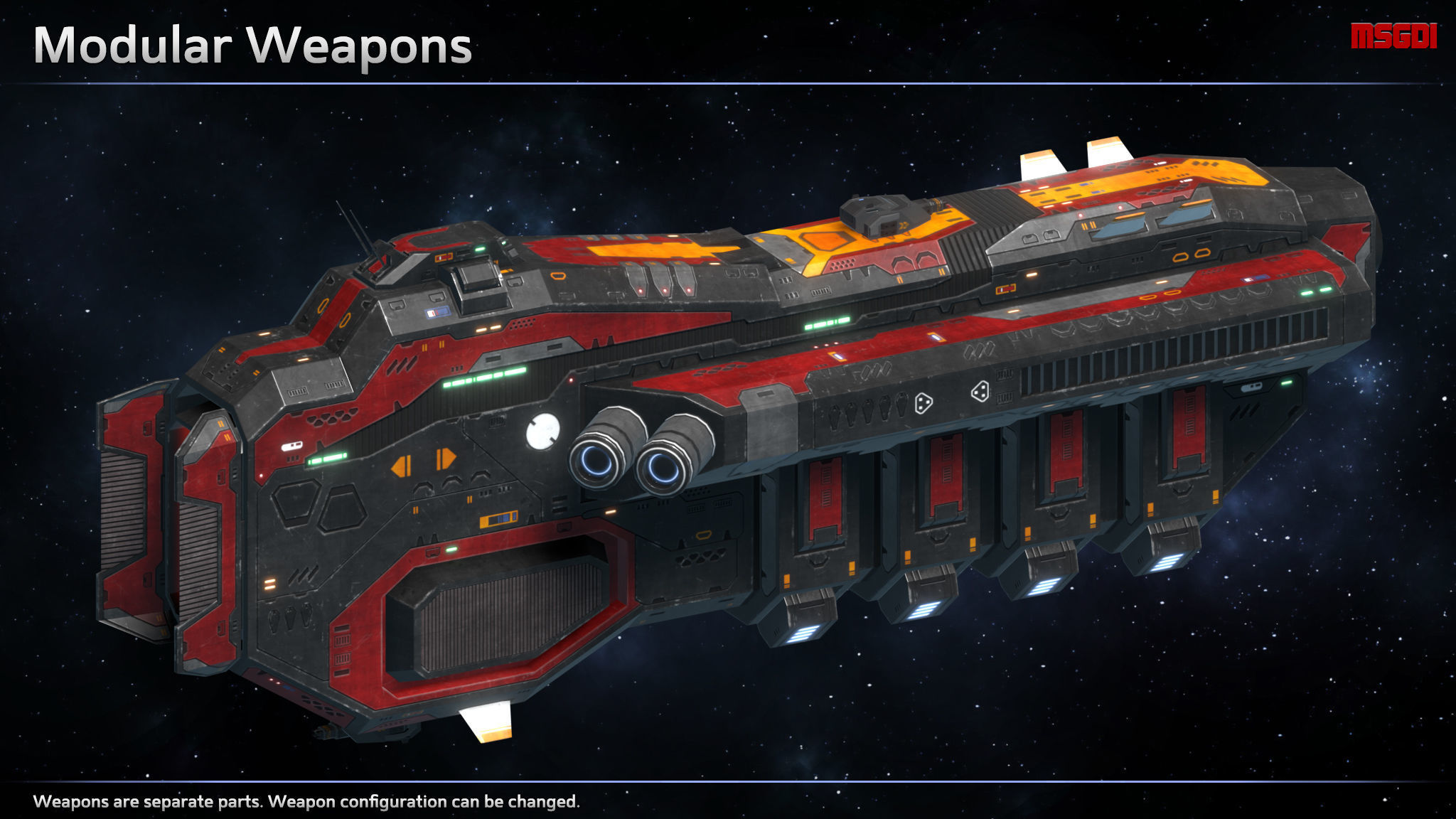 Spaceship Frigate Oberon Low-poly 3D model_3