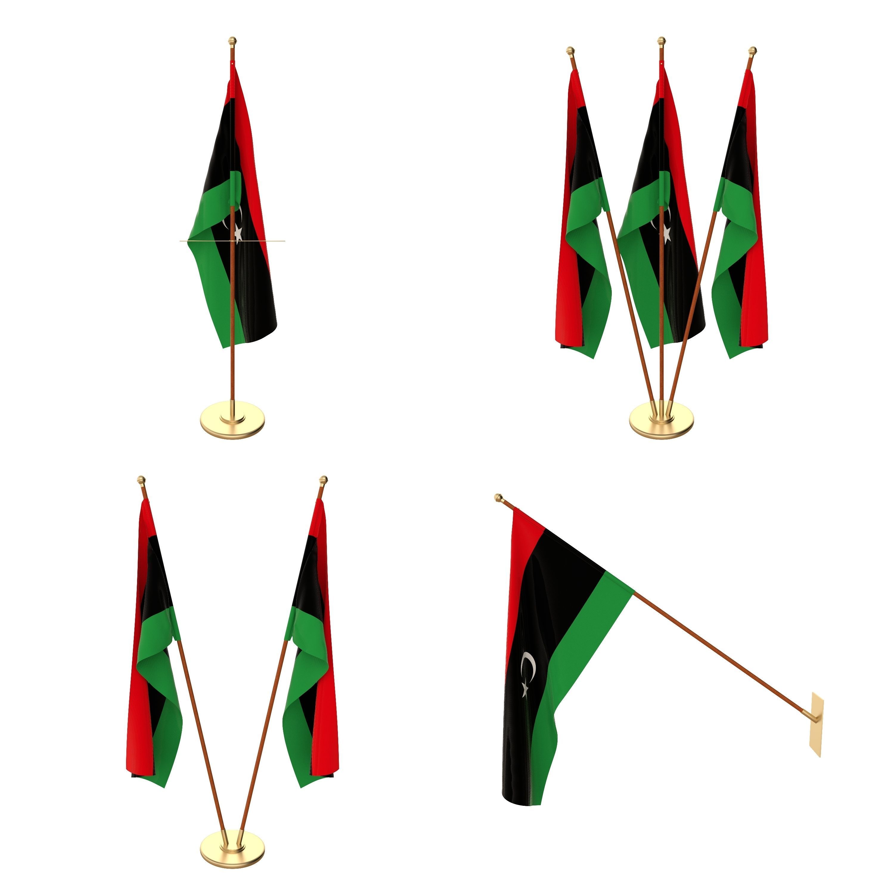 Libya Flag Pack 3D model_1