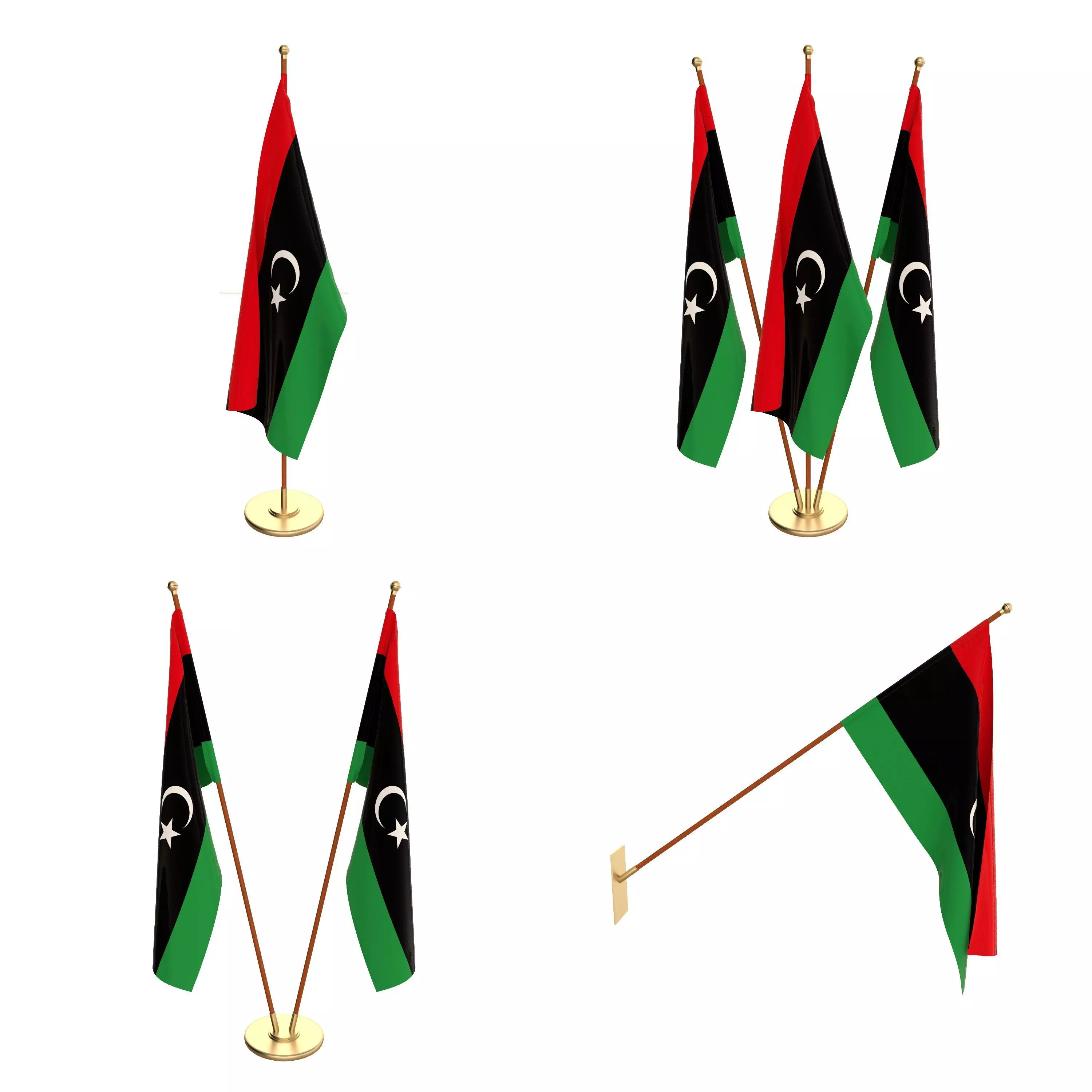 Libya Flag Pack 3D model_0