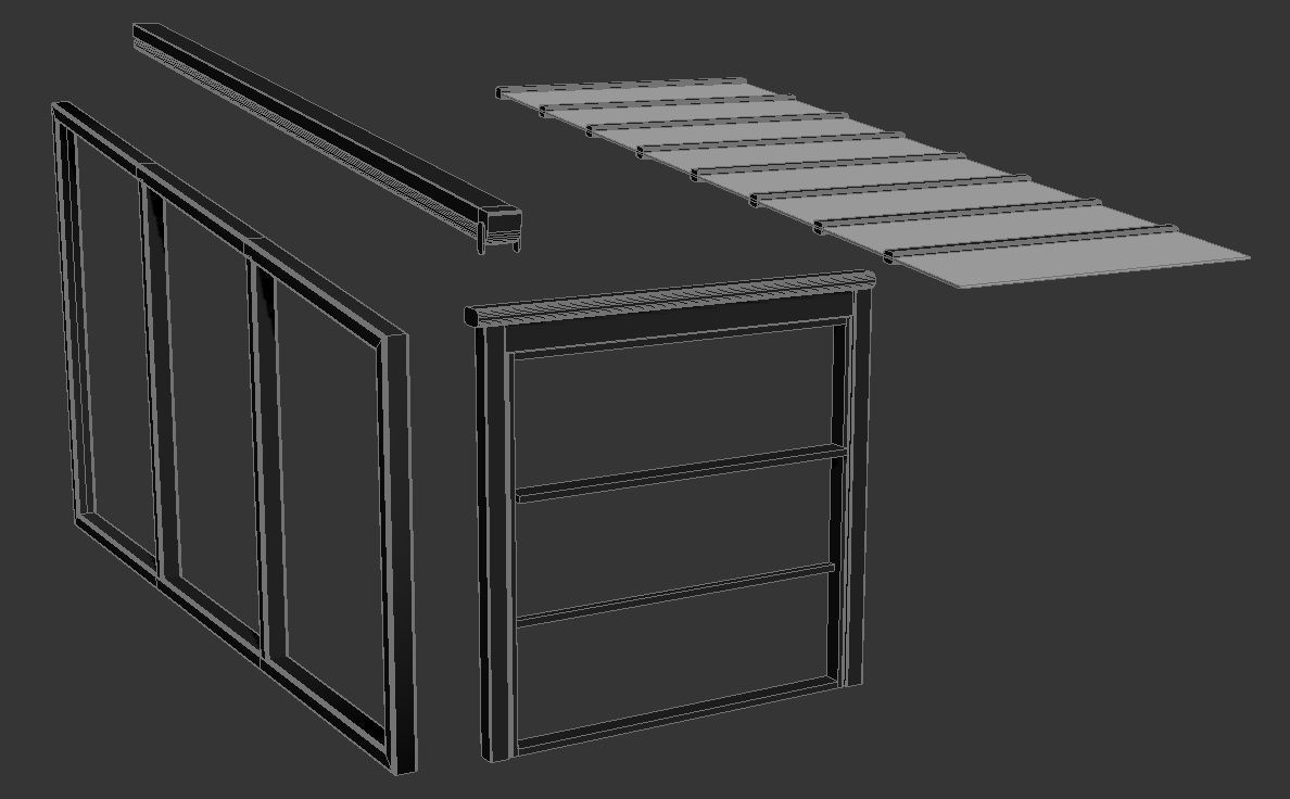 Cafe Exterior Set  Free 3D model_1