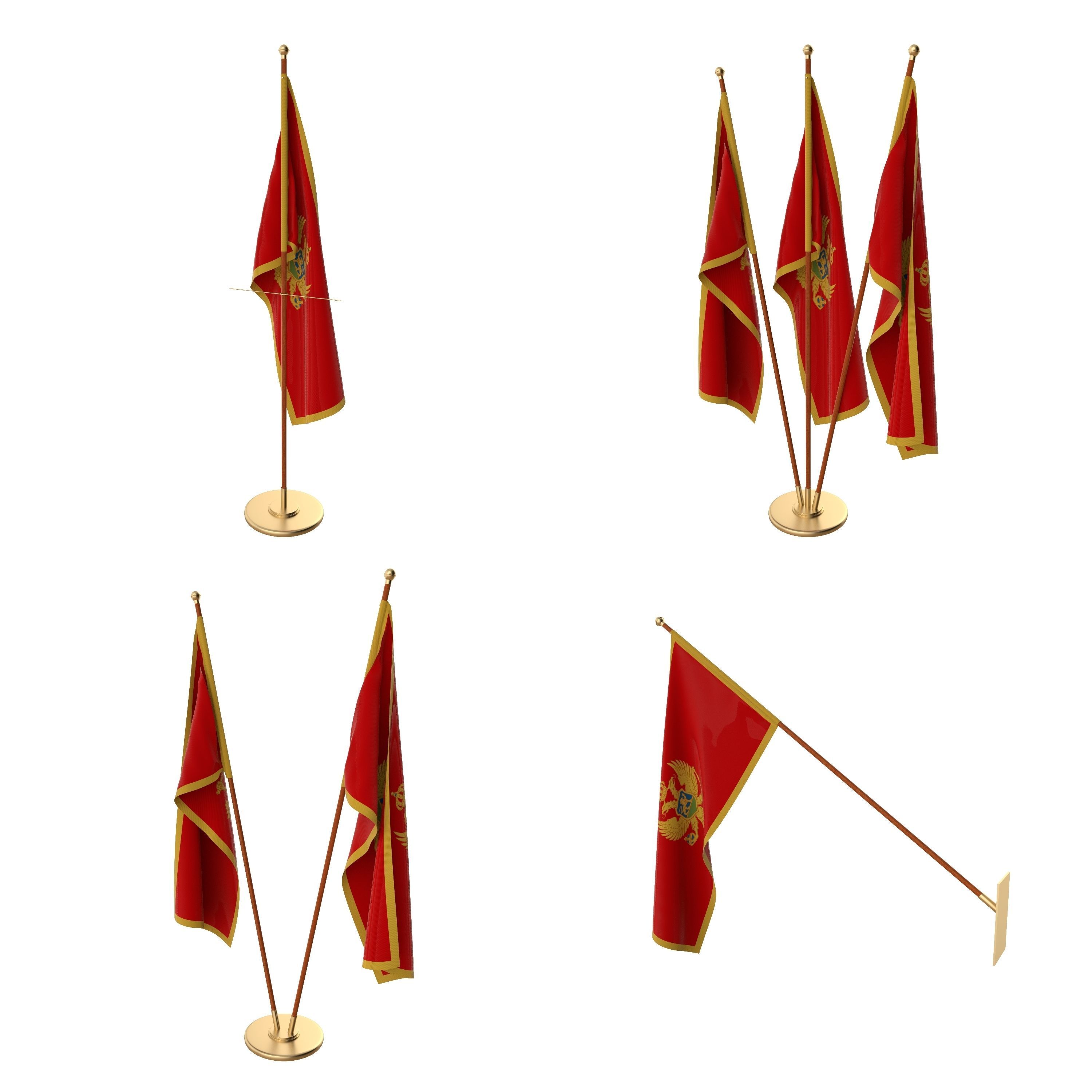 Montenegro Flag Pack 3D model_1