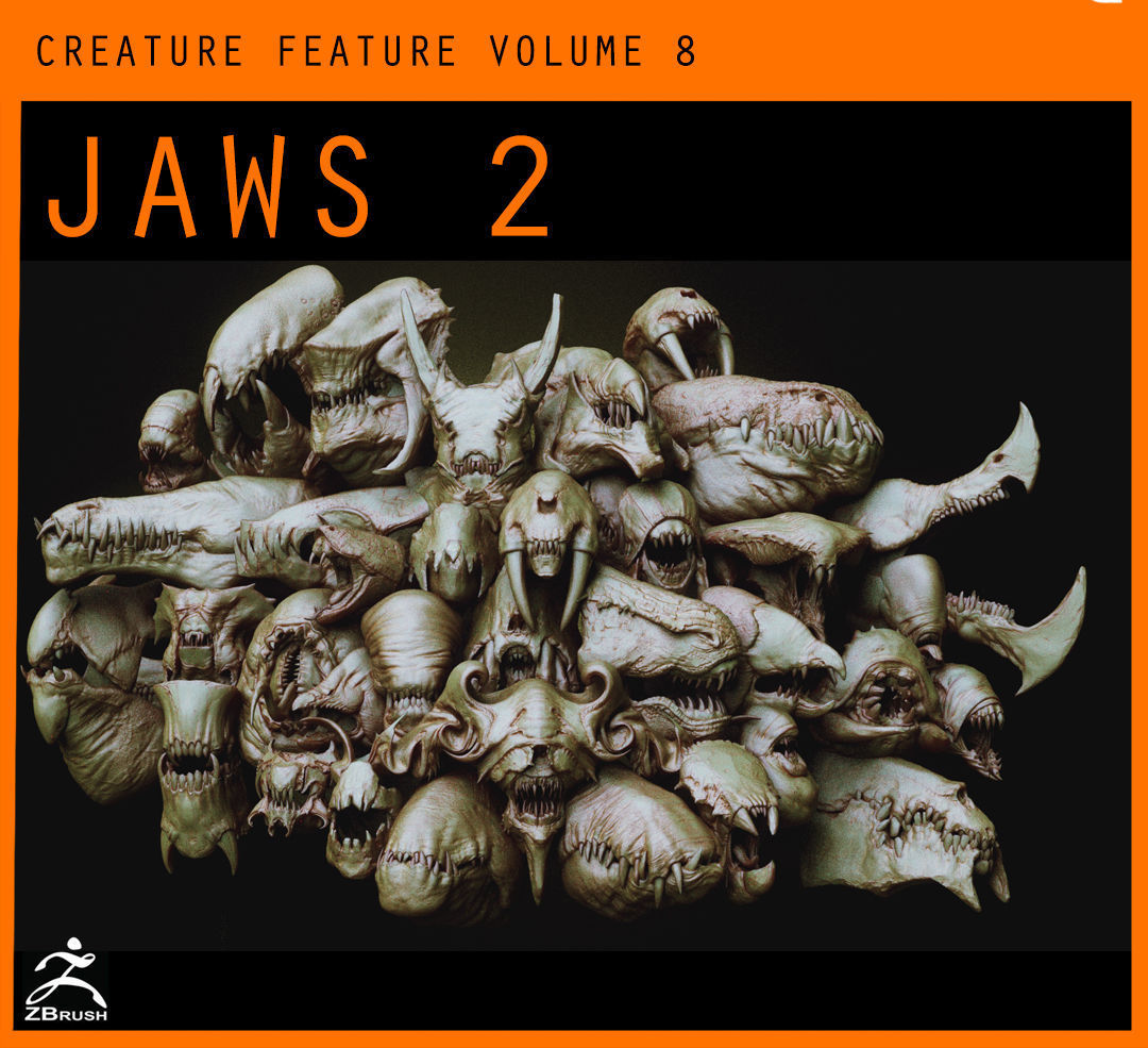 JAWS 2 - Another 33 Monster Mouths and Skulls IMM Brush and OBJs 3D model_0