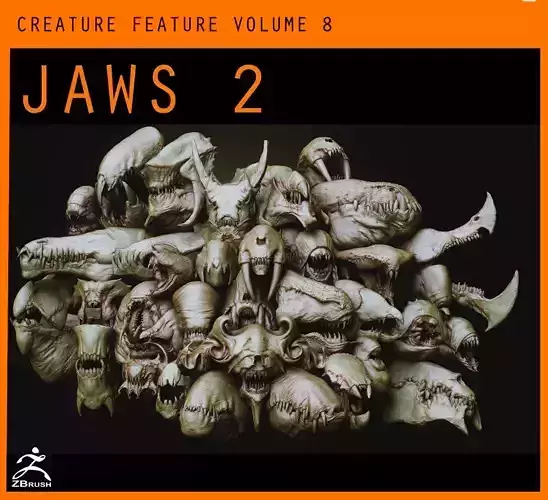 JAWS 2 - Another 33 Monster Mouths and Skulls IMM Brush and OBJs 3D model