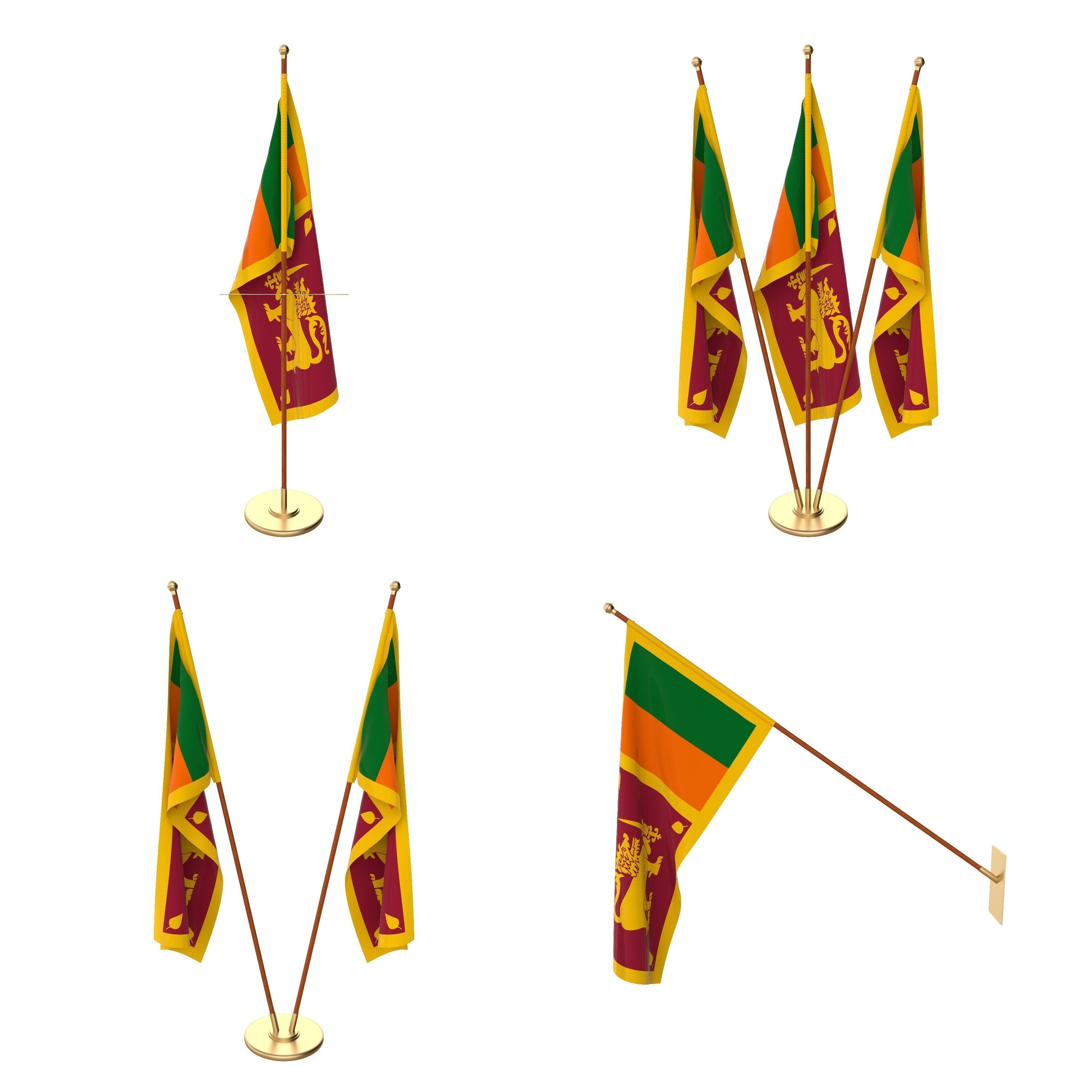 Sir Lanka Flag Pack 3D model_1