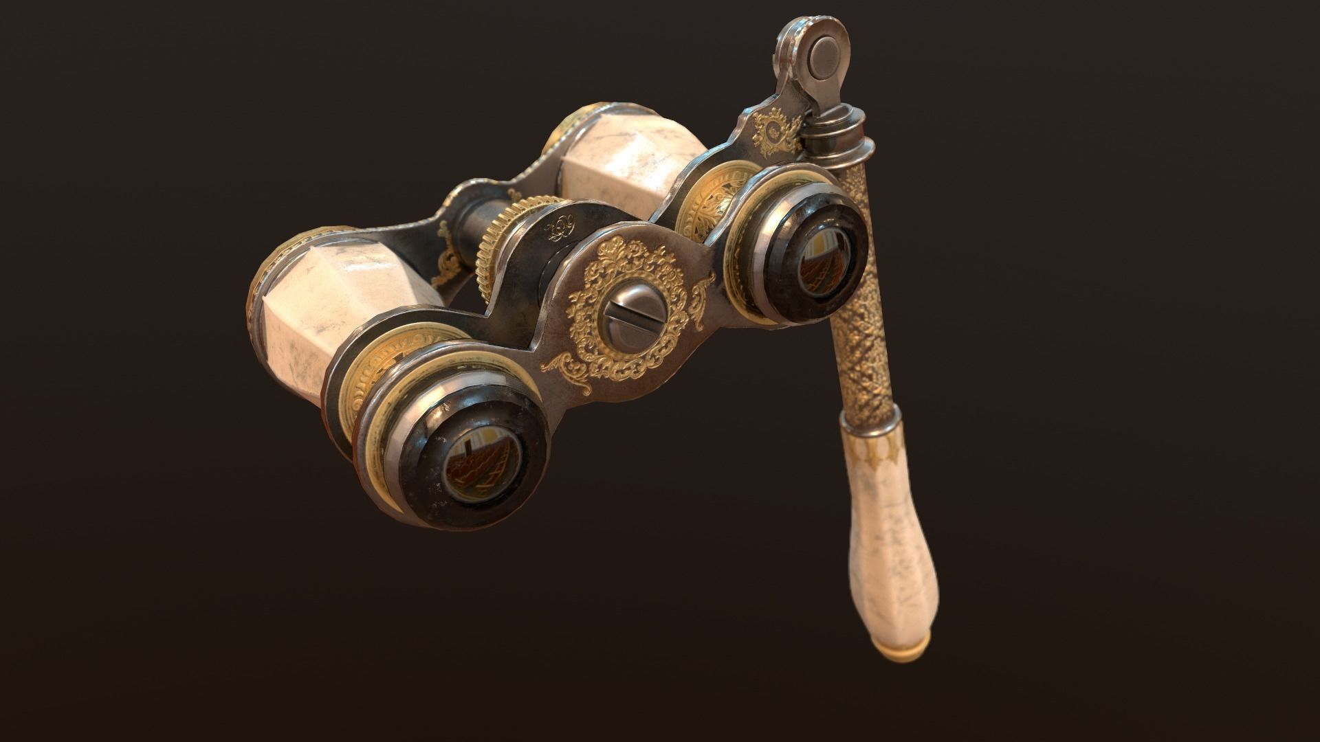 Theatral Glasses Low-poly 3D model_3