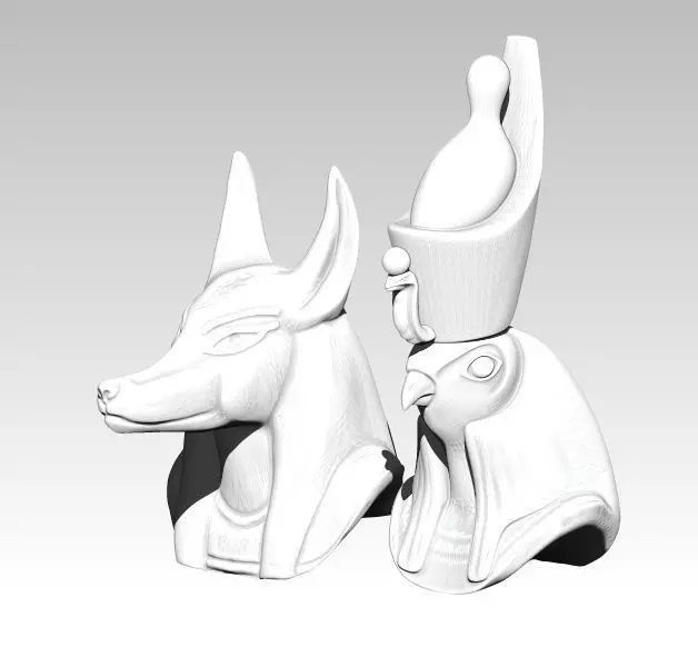 Horus  Anubis pair head bust model 3D print model_0