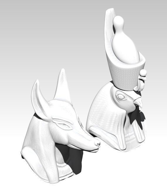 Horus  Anubis pair head bust model 3D print model_2