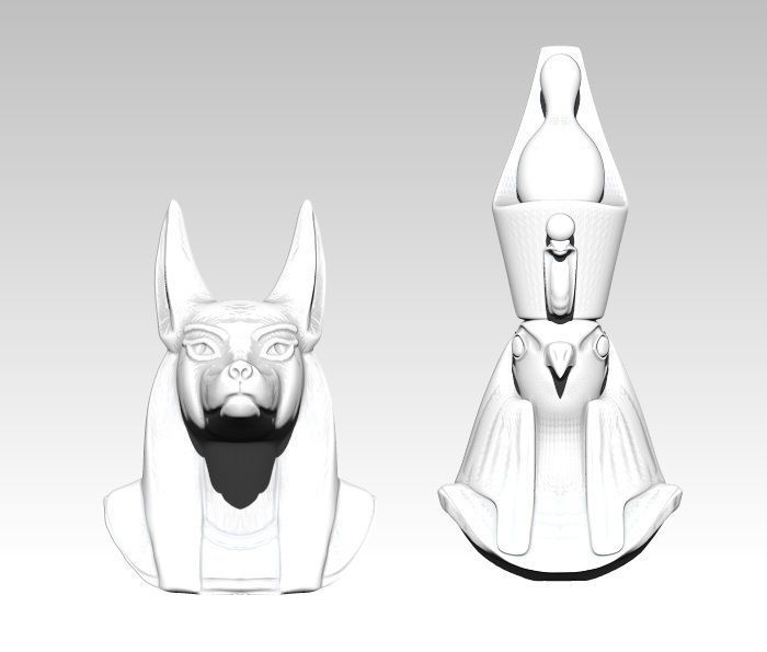 Horus  Anubis pair head bust model 3D print model_1