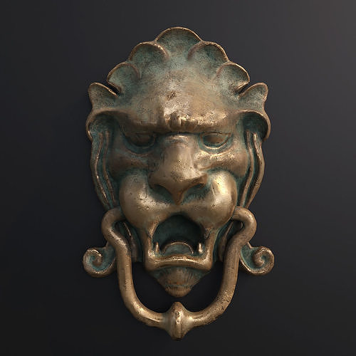 Old brass knocker Low-poly 3D model