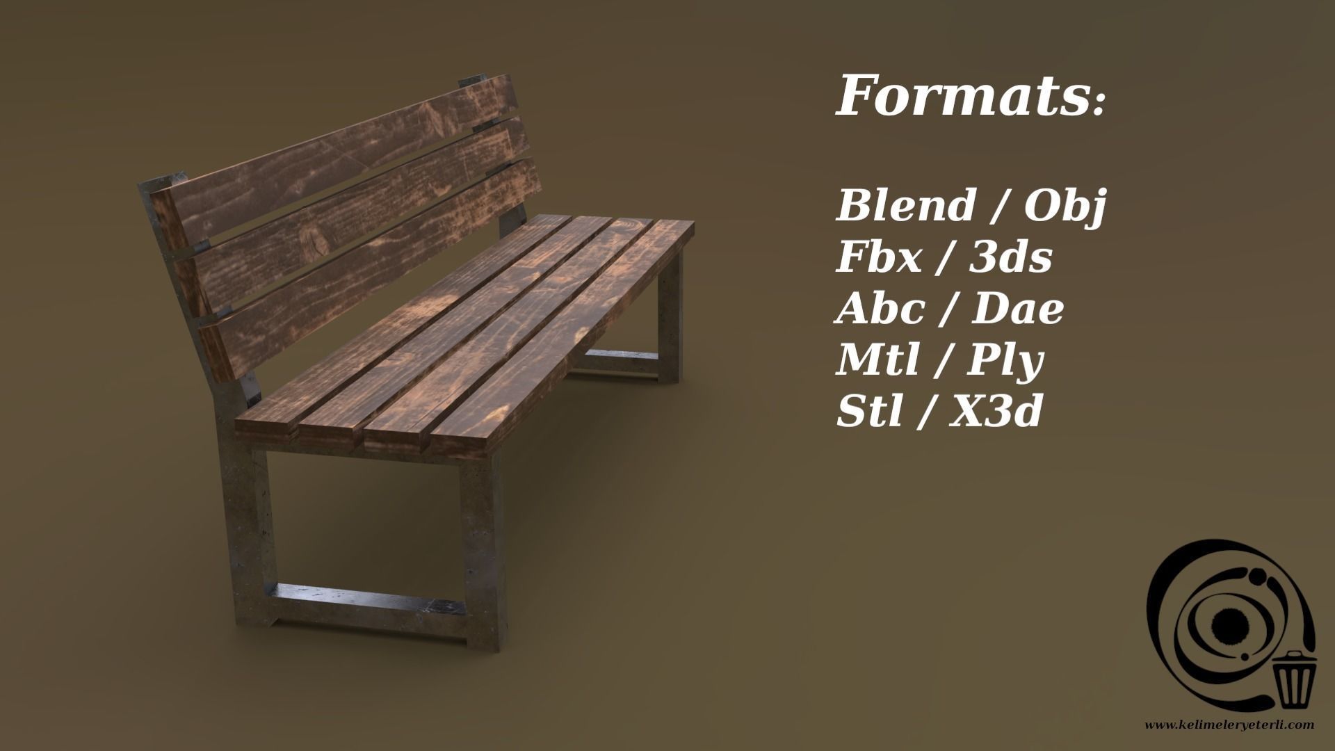 Bench 31 Low-poly 3D model_2