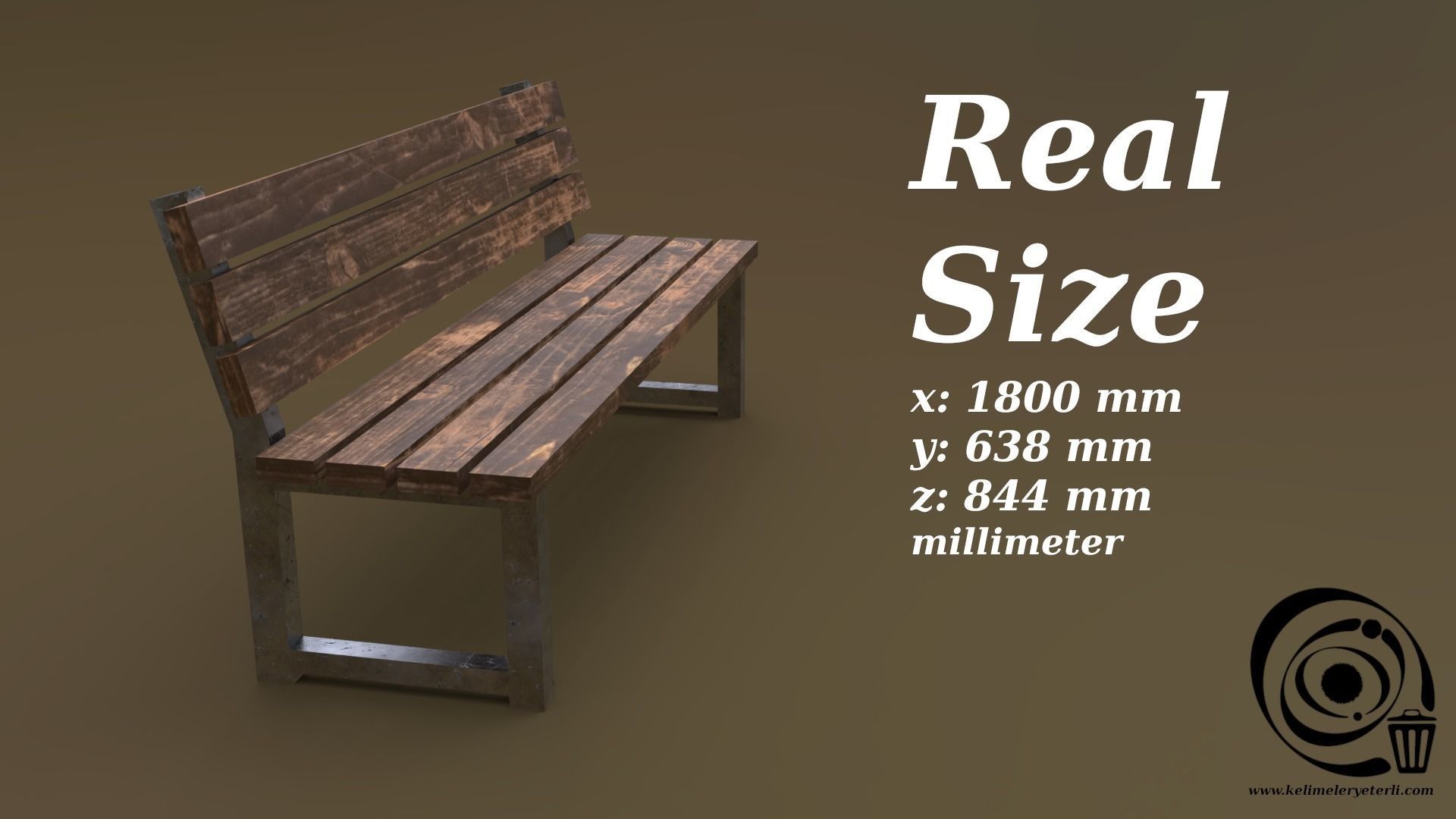 Bench 31 Low-poly 3D model_3