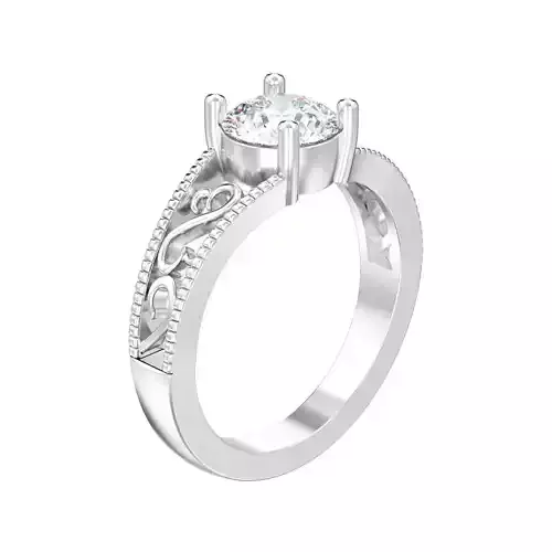 solitaire ring with one gemstone and  symmetric ornament