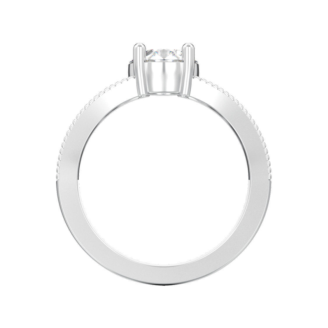 solitaire ring with one gemstone and symmetric ornament 3D print model_4