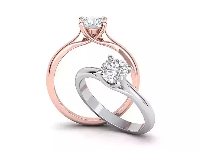Solitaire ring  4 prongs design printable 3dmodel 3D print model