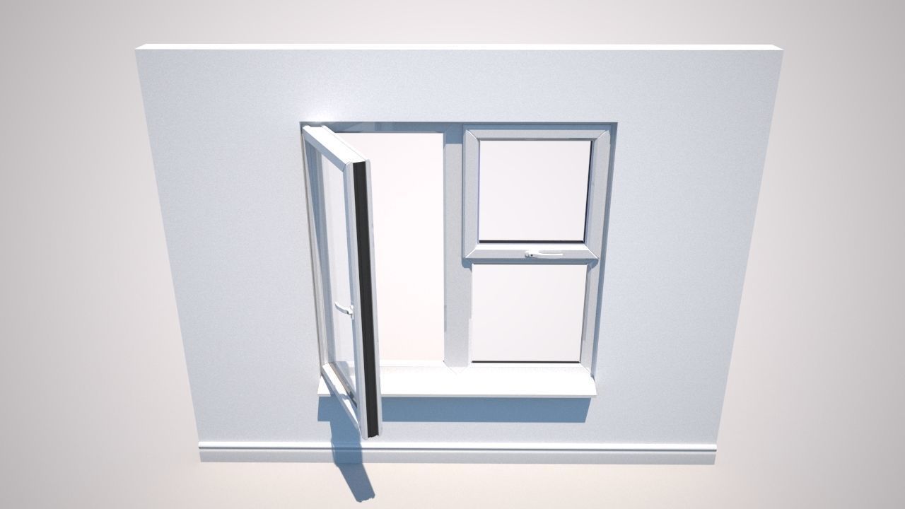 Double Glaze Windows PVC 3D model_5