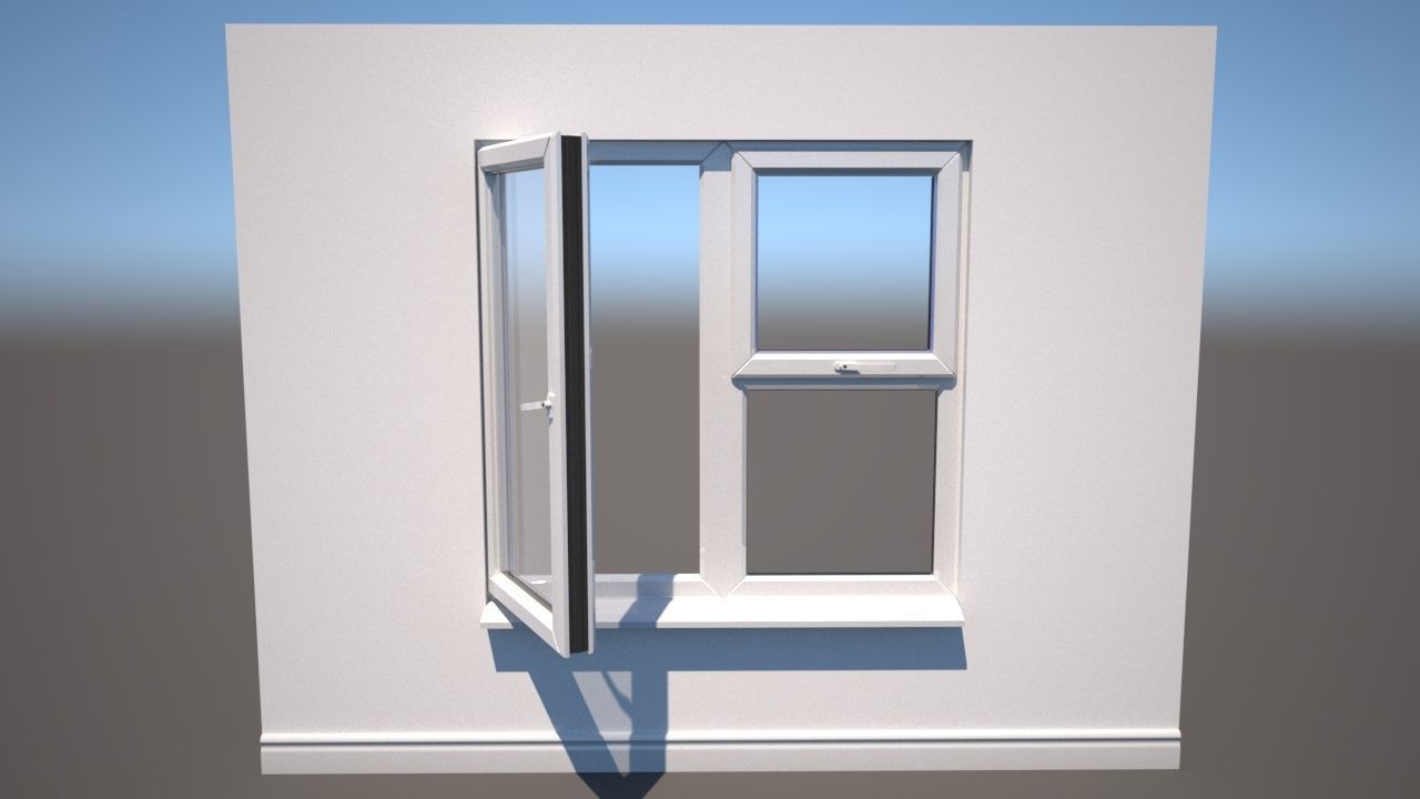 Double Glaze Windows PVC 3D model_6