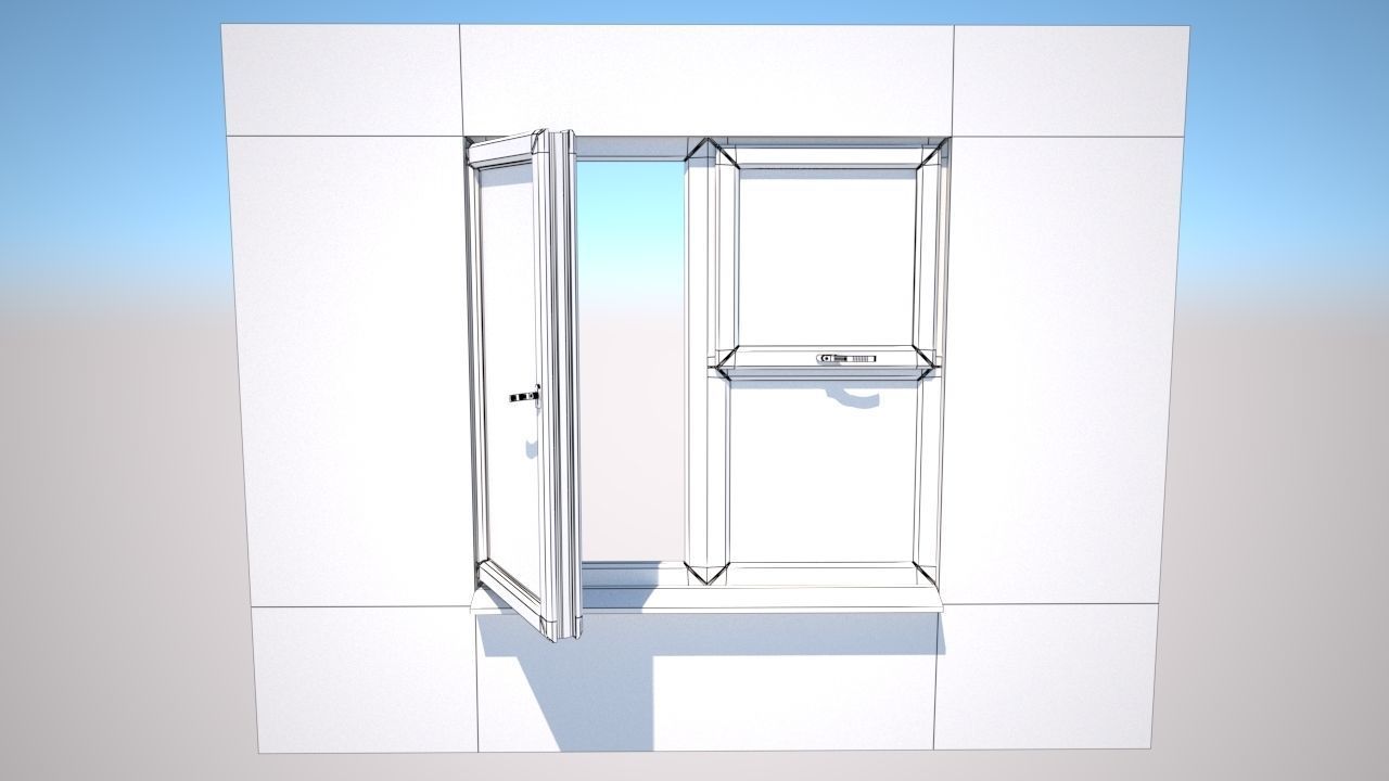 Double Glaze Windows PVC 3D model_7