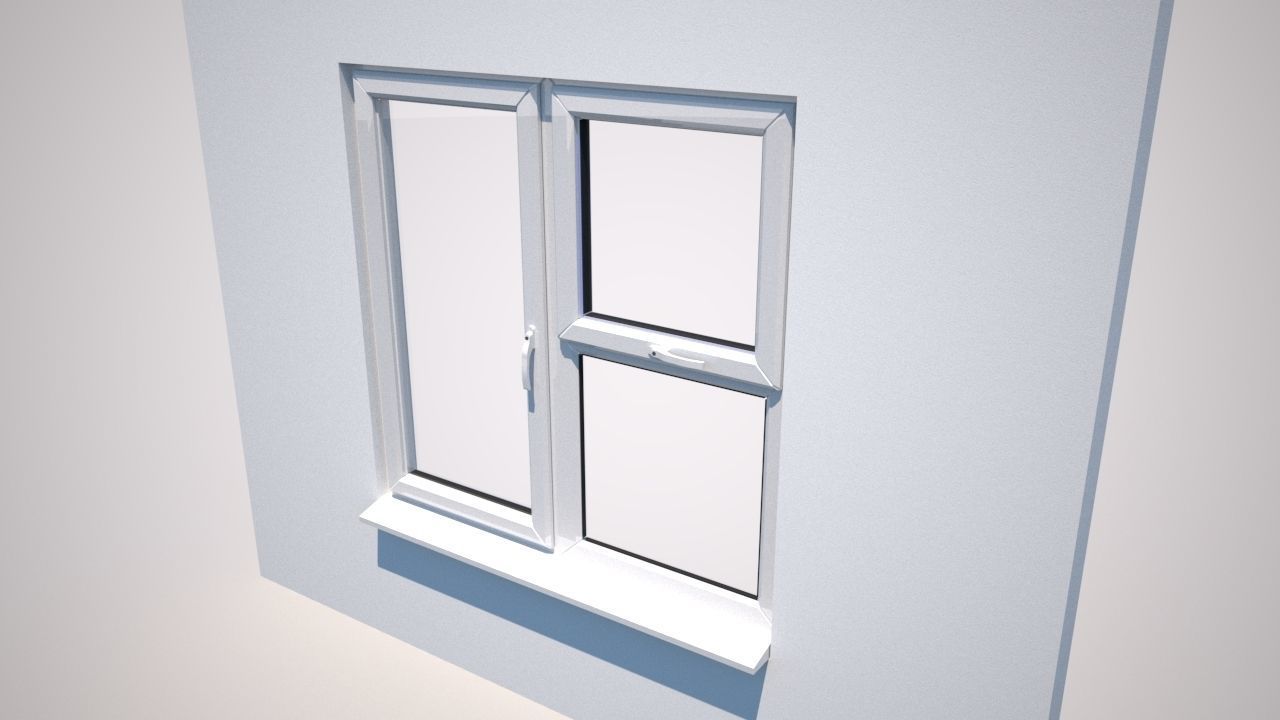 Double Glaze Windows PVC 3D model_2