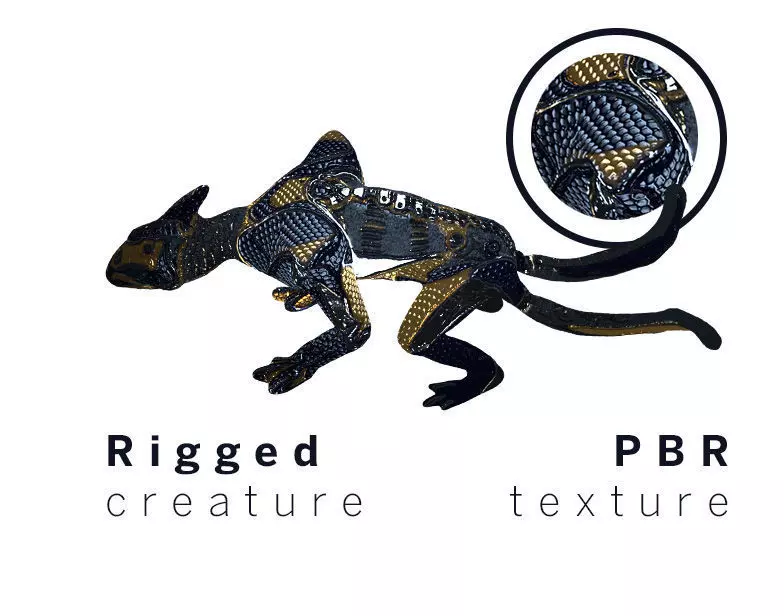 Low poly rigged creature E-Thed Low-poly 3D model_0