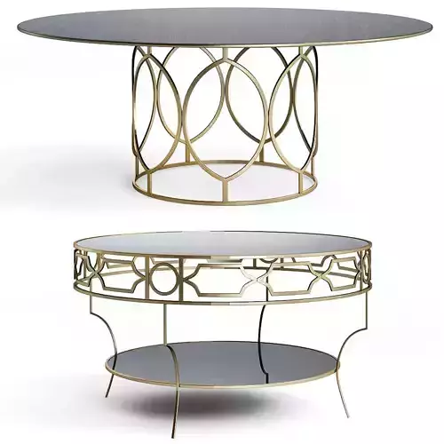 Table gold and glass dining