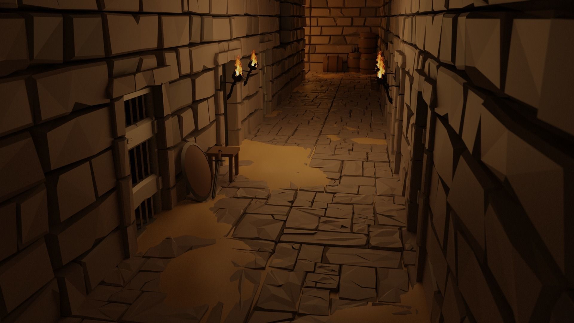 Dungeon complete set Low-poly 3D model_1