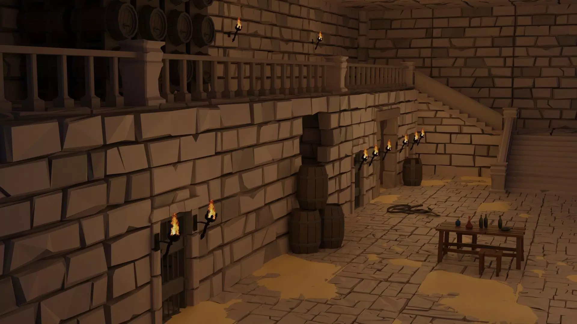 Dungeon complete set Low-poly 3D model_0