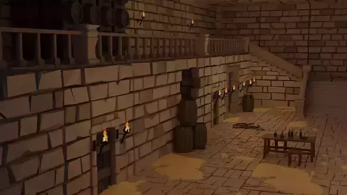 Dungeon complete set Low-poly 3D model