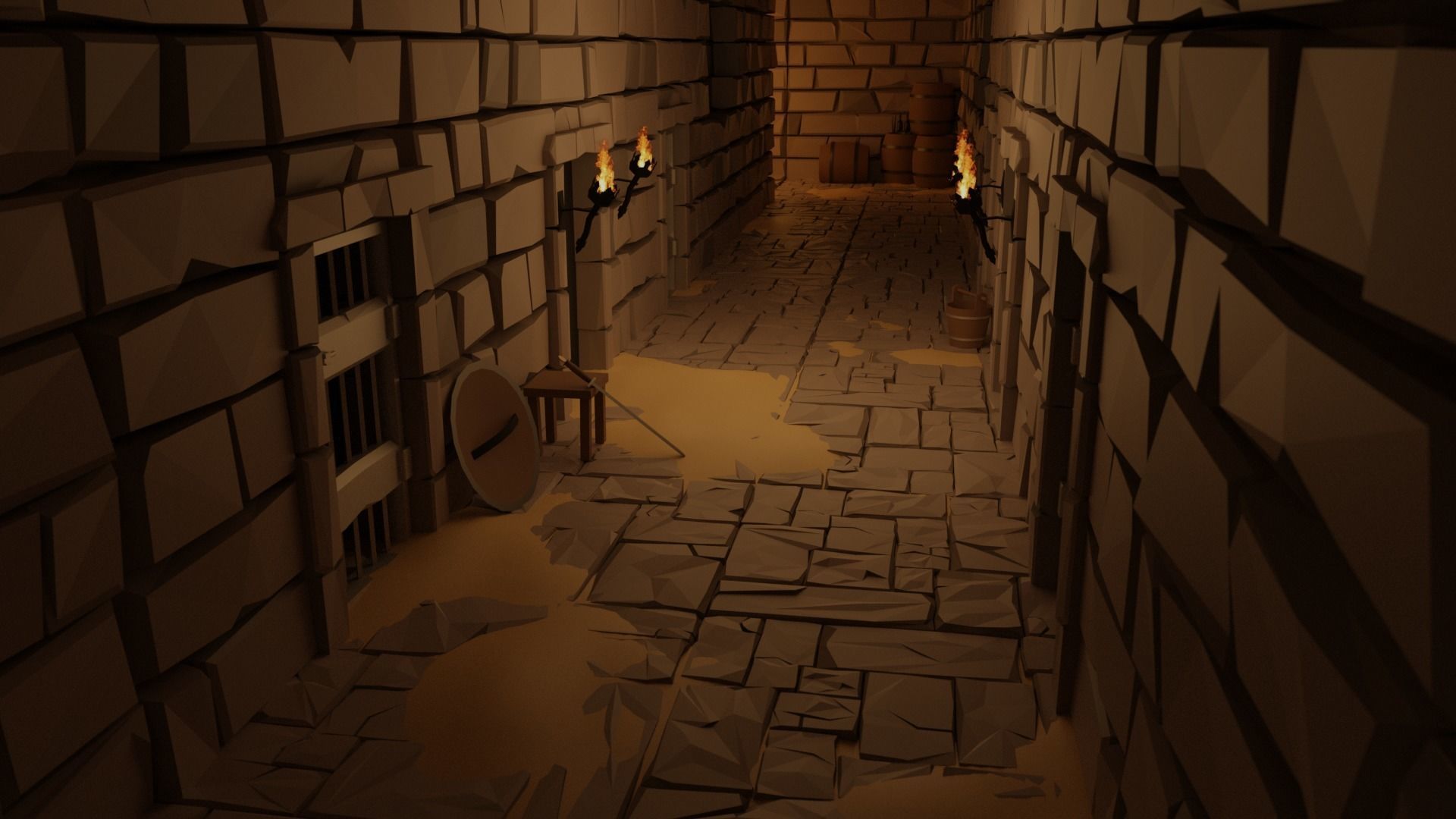 Dungeon complete set Low-poly 3D model_3