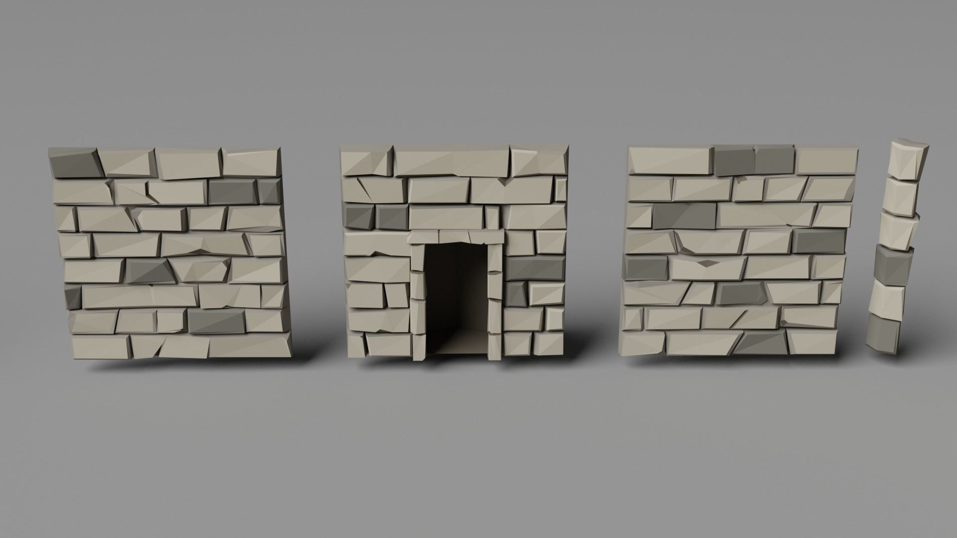Dungeon complete set Low-poly 3D model_14