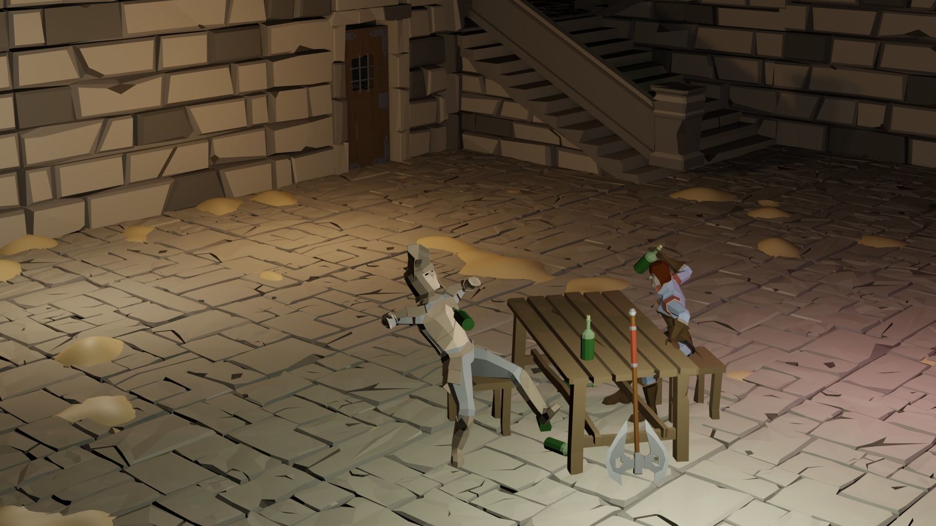 Dungeon complete set Low-poly 3D model_2